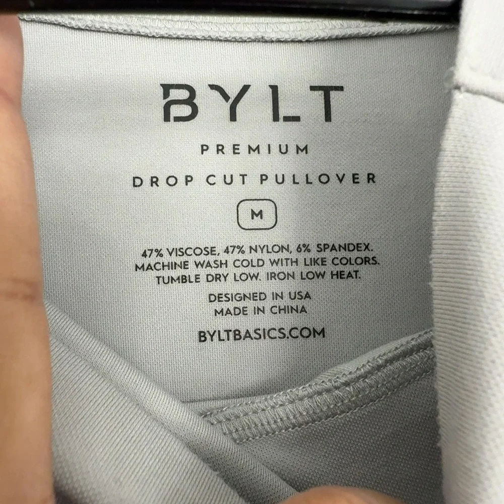 BYLT Pullover Hoodie Mens M Grey Viscose Blend Drop Cut Athleisure Casual